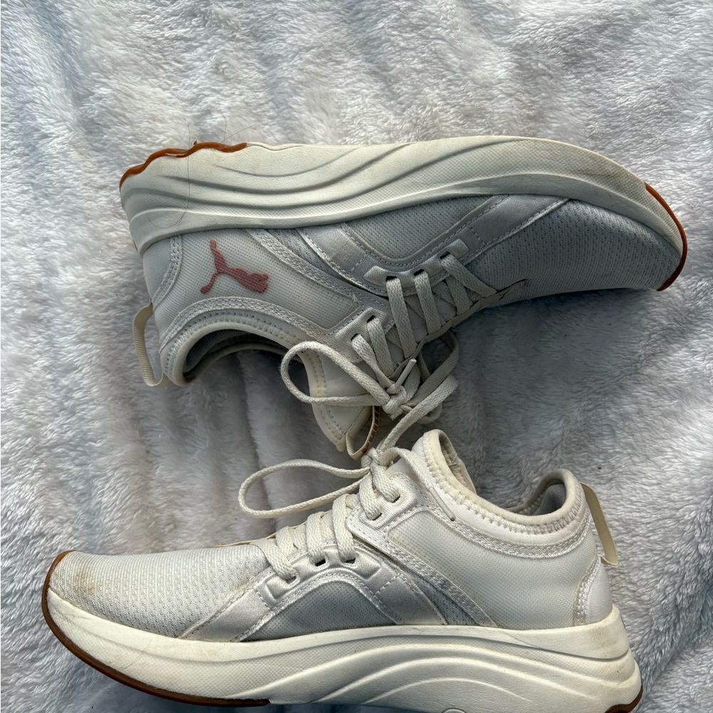White and Red Athletic Sneakers